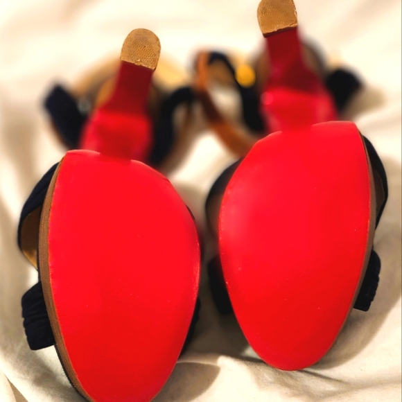 Christian Louboutin Suede Chouquette 160 Platform Sandals, Navy Blue, Size 8.5 - Picture 9 of 9